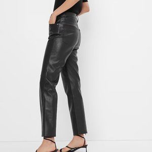 Sky High Rise Faux-Leather Cheeky Straight Pants - GAP